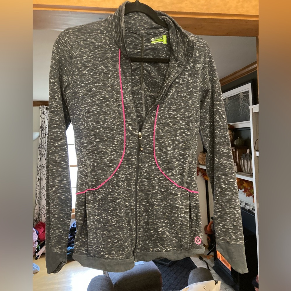 Tasc Women's Heathered Zip-Up Jacket with Pink Accents